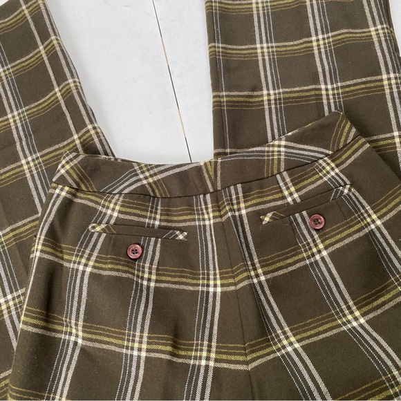 Talbots womens green plaid wool wide leg dress pant Size 2 - Picture 6 of 7